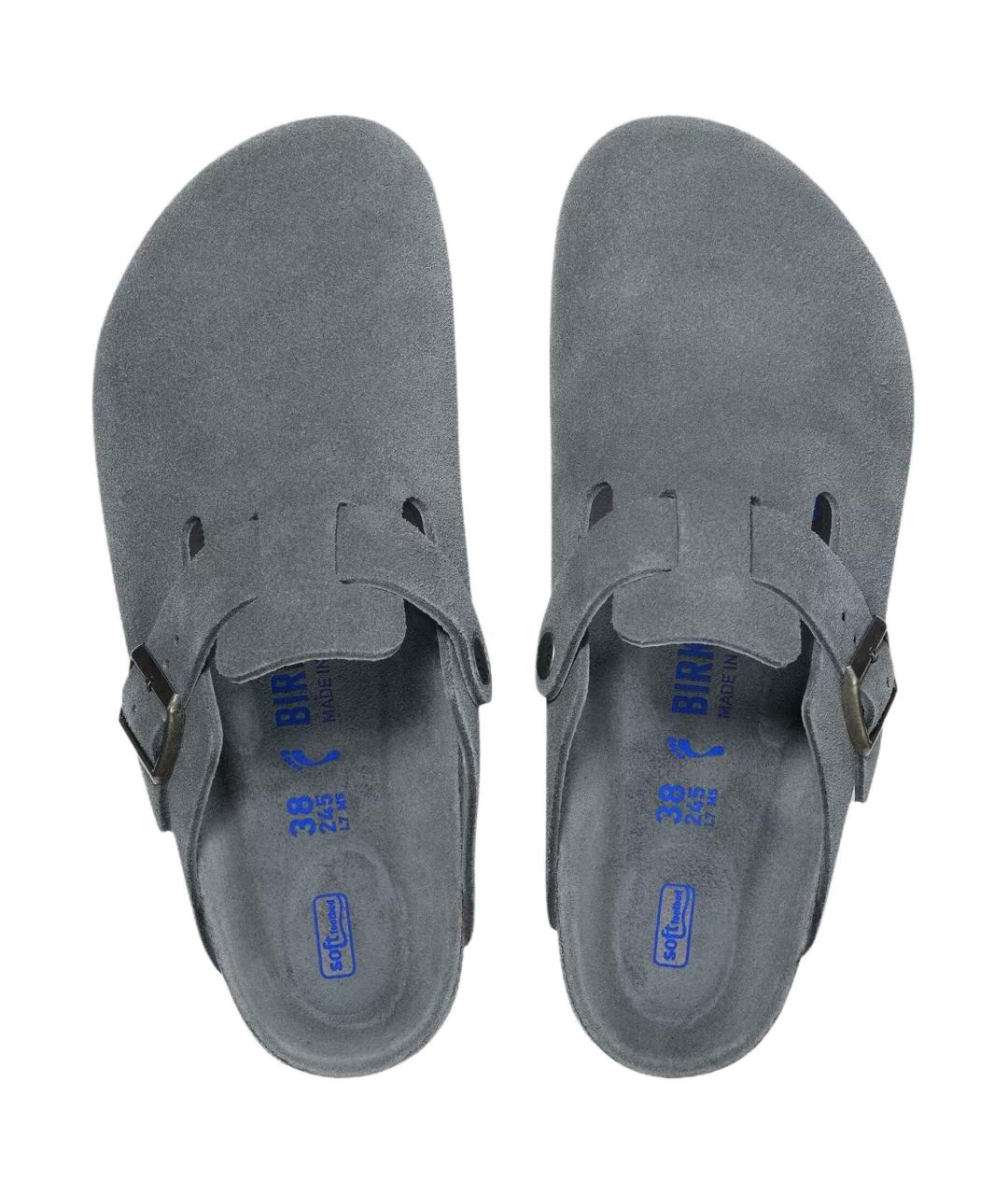 BIRKENSTOCK Серые нубуковые мюли, фото 4