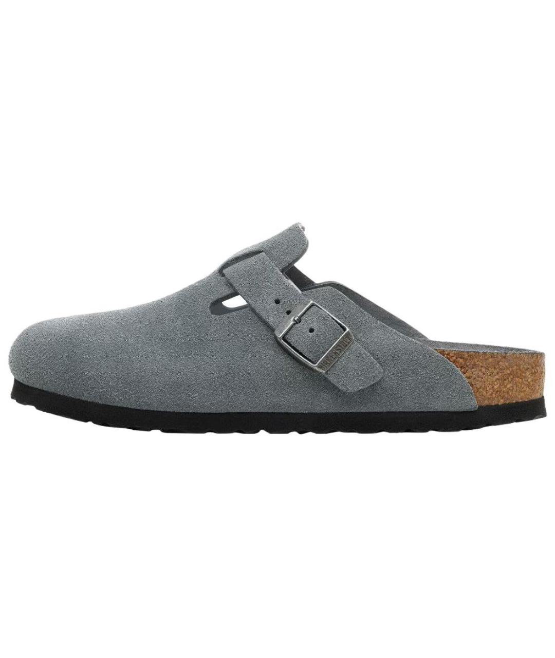 BIRKENSTOCK Серые нубуковые мюли, фото 6