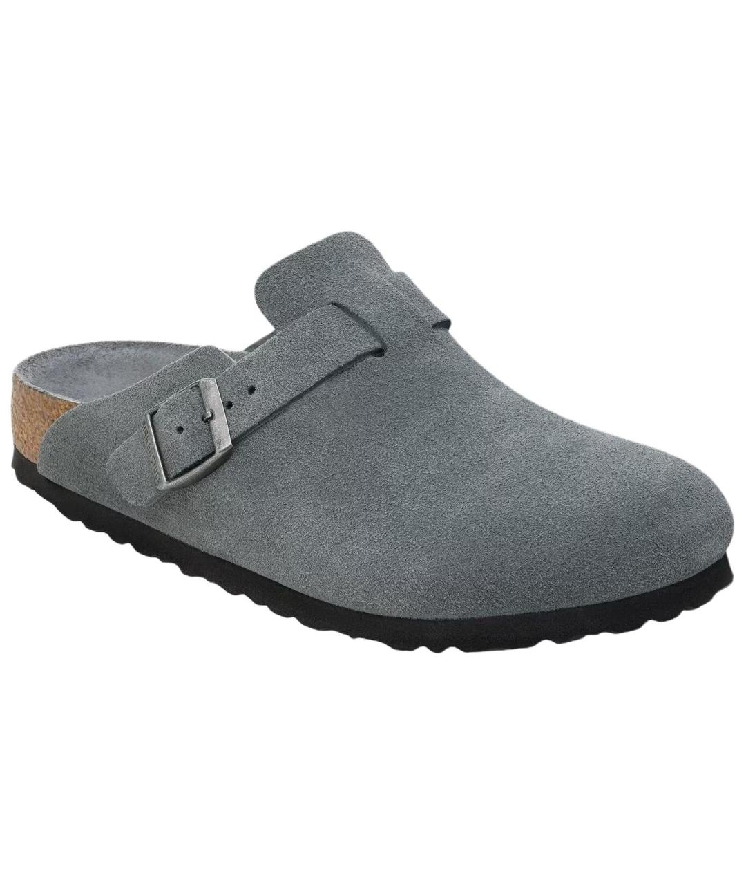 BIRKENSTOCK Серые нубуковые мюли, фото 2