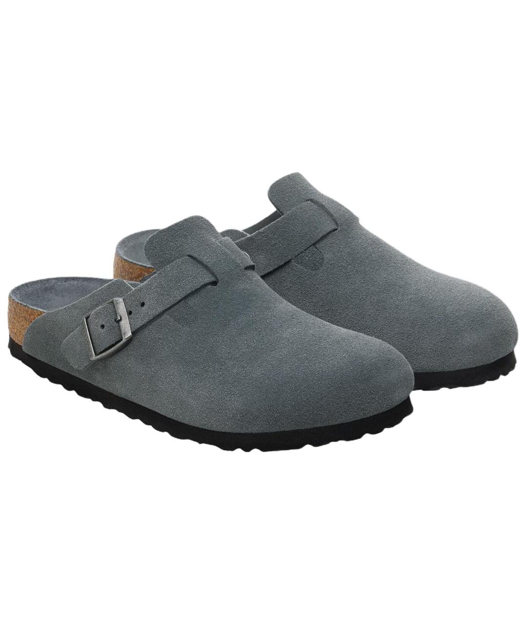 BIRKENSTOCK Серые нубуковые мюли, фото 3
