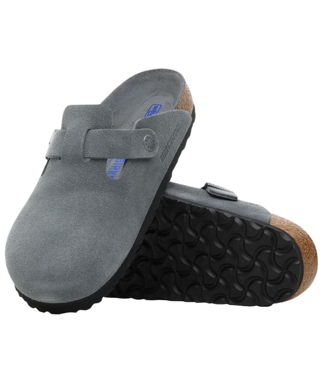 BIRKENSTOCK Серые нубуковые мюли, фото 5