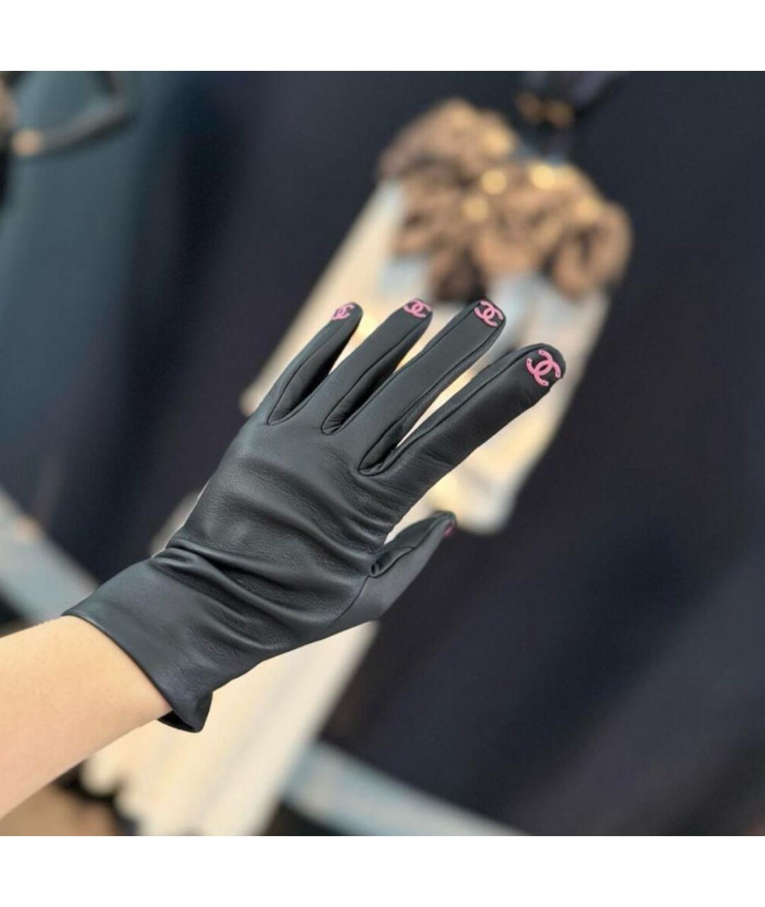 CHANEL Черные кожаные перчатки, фото 4