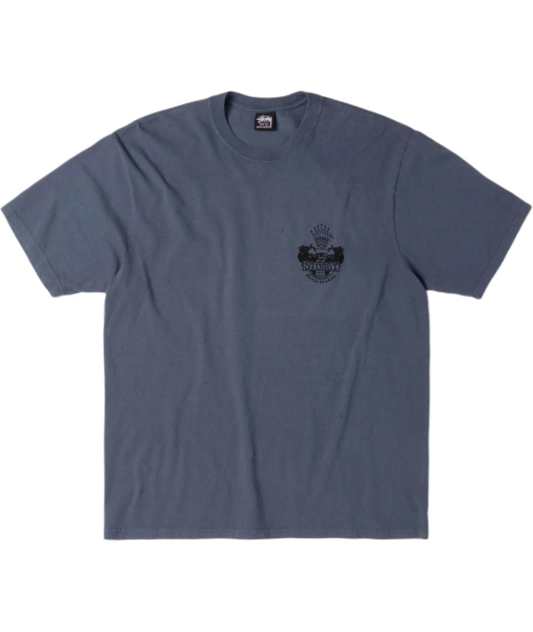 STUSSY Темно-синяя хлопковая футболка, фото 1