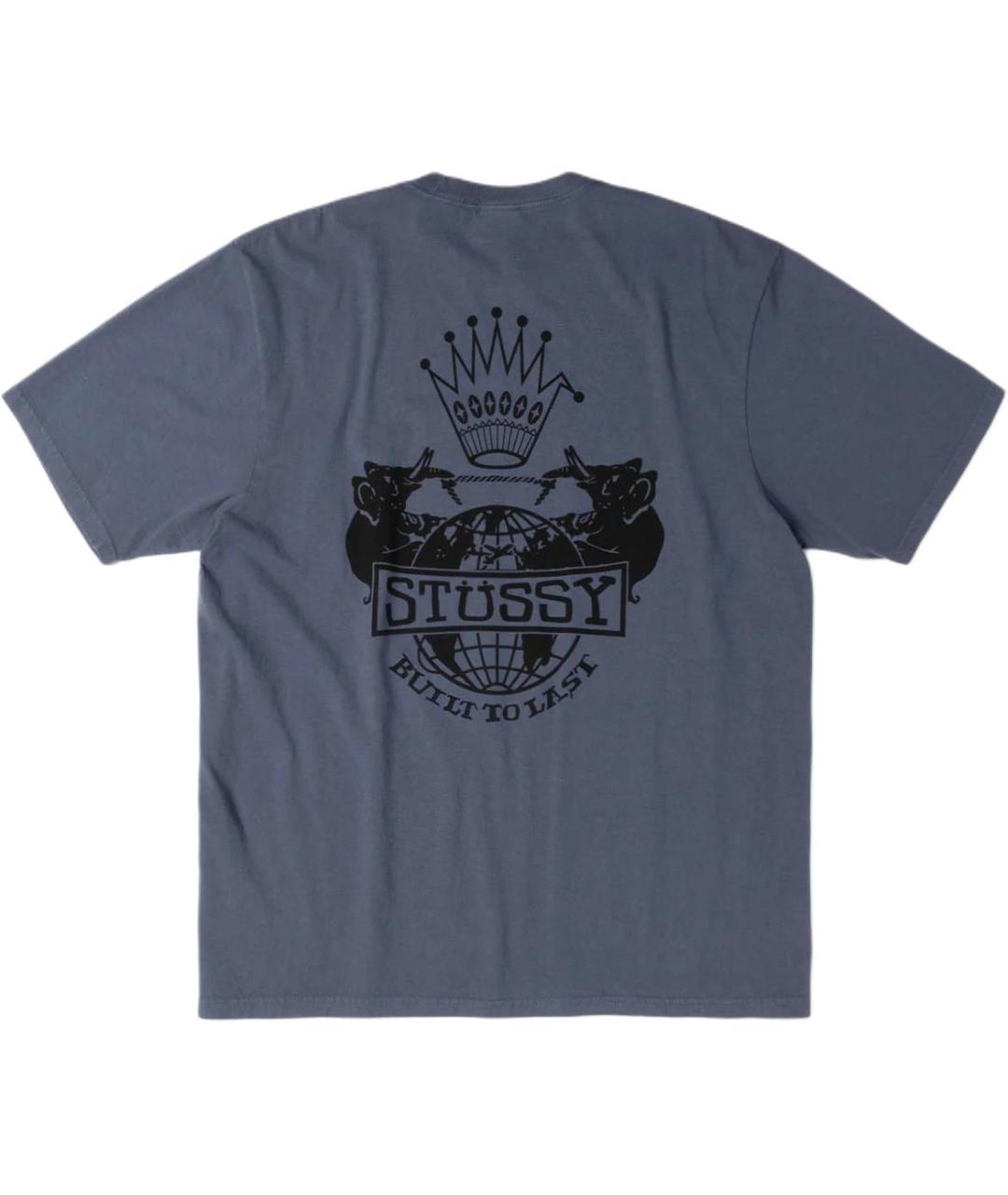 STUSSY Темно-синяя хлопковая футболка, фото 2