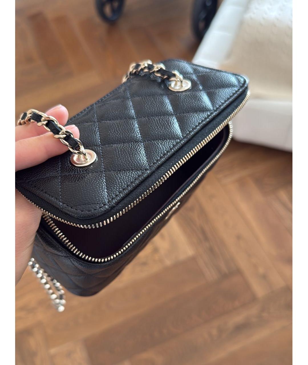 CHANEL Черная кожаная косметичка, фото 6