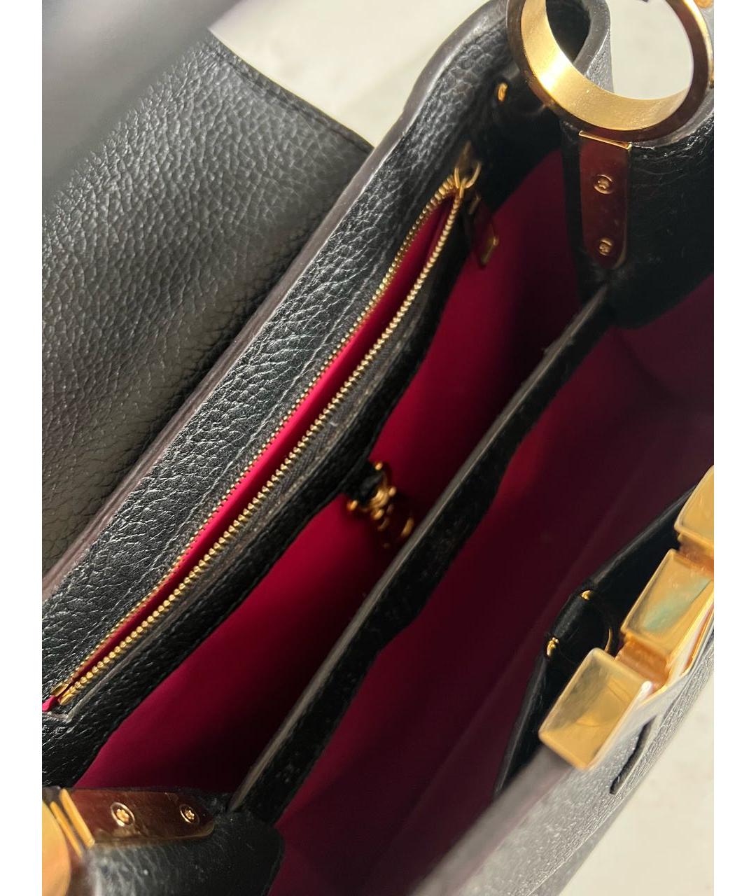 LOUIS VUITTON Черная кожаная сумка тоут, фото 4