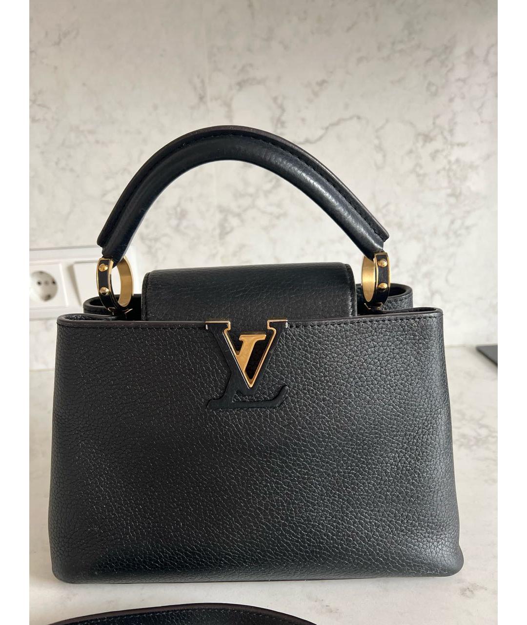 LOUIS VUITTON Черная кожаная сумка тоут, фото 7