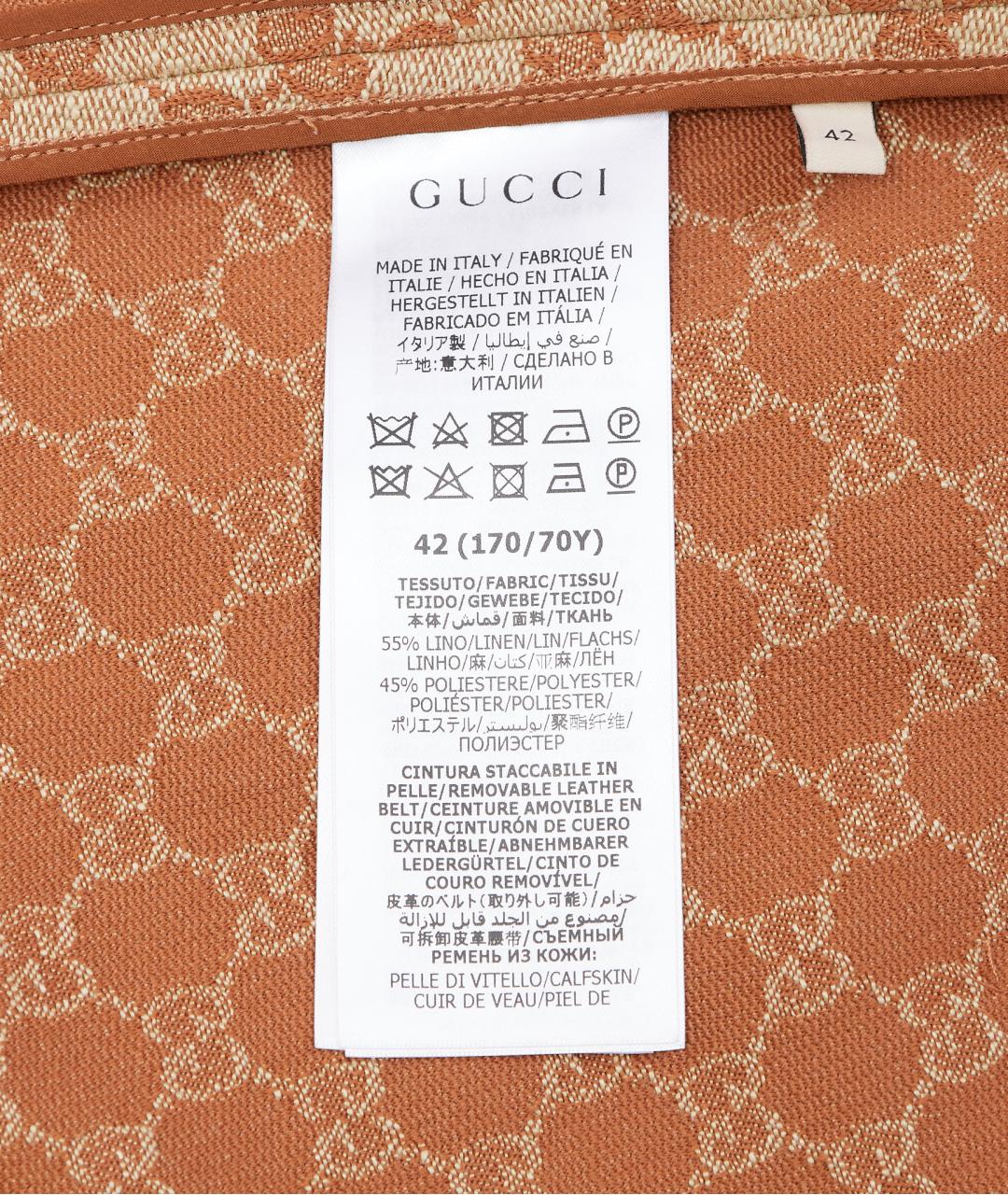 GUCCI Бежевая льняная юбка миди, фото 6