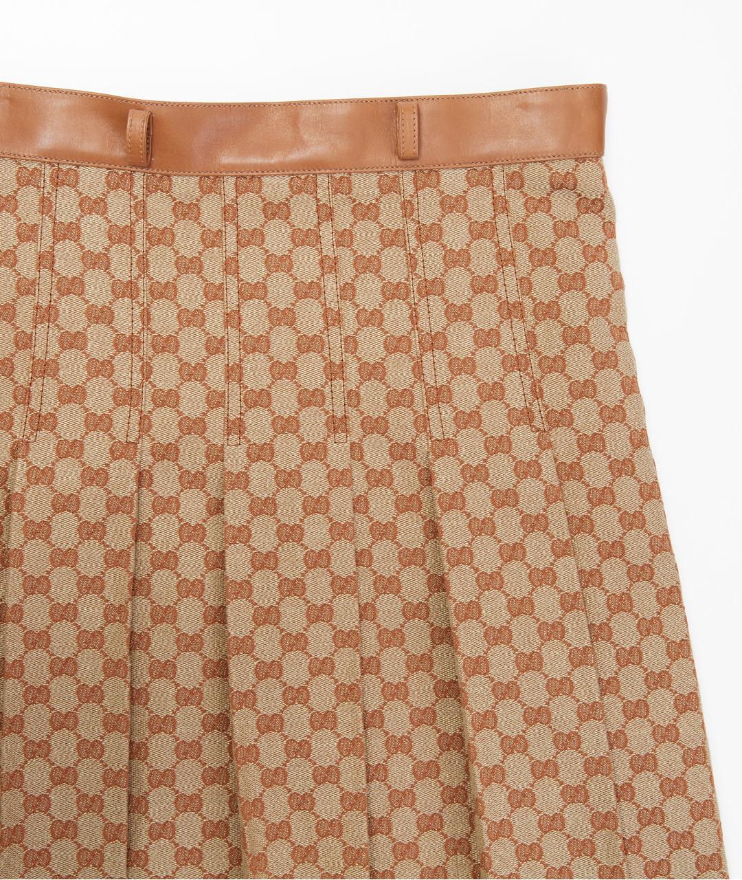 GUCCI Бежевая льняная юбка миди, фото 3