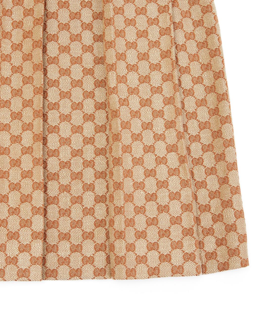 GUCCI Бежевая льняная юбка миди, фото 4