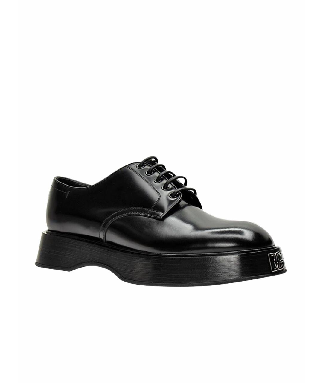 DOLCE&GABBANA Черные кожаные туфли, фото 1