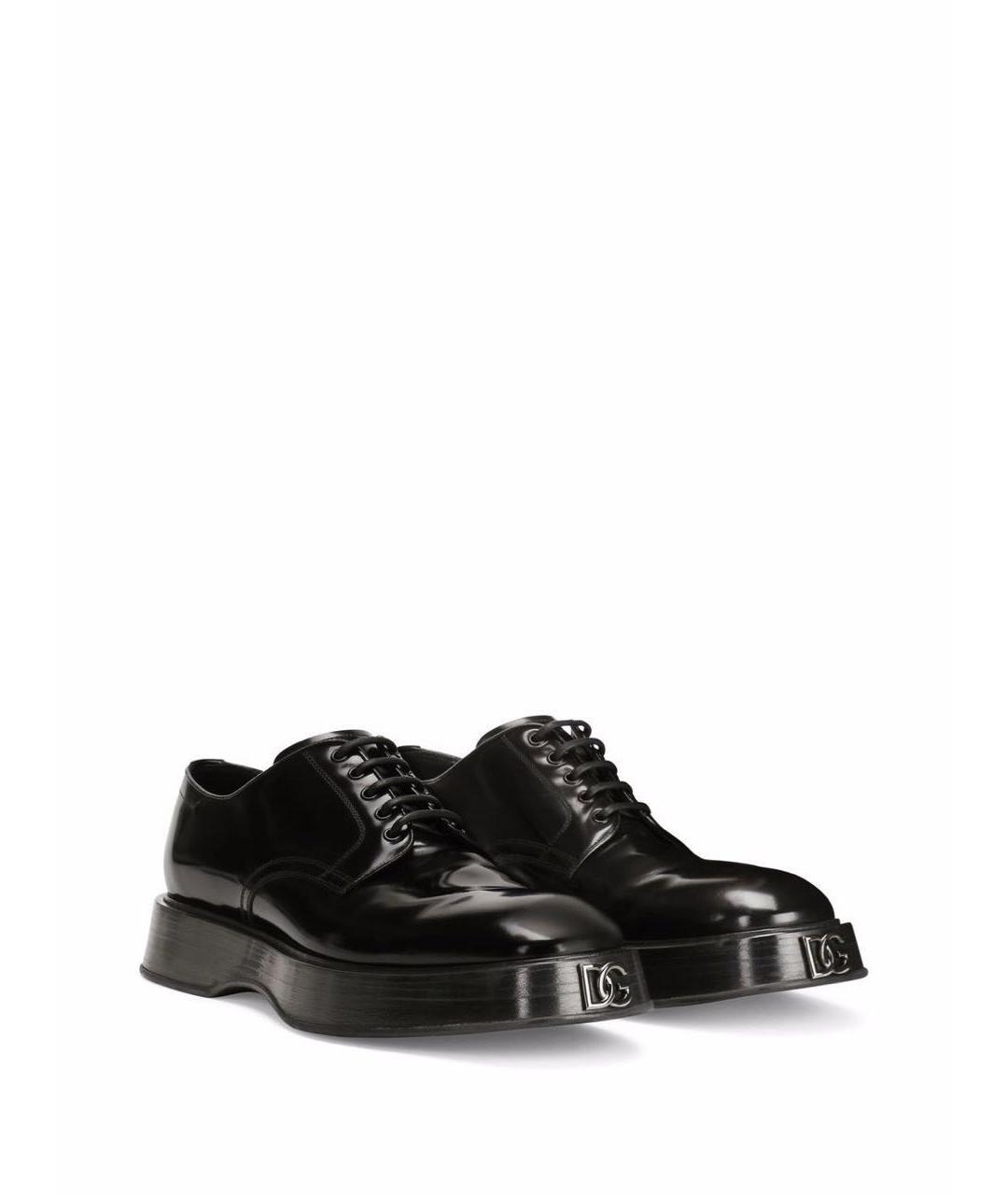 DOLCE&GABBANA Черные кожаные туфли, фото 2