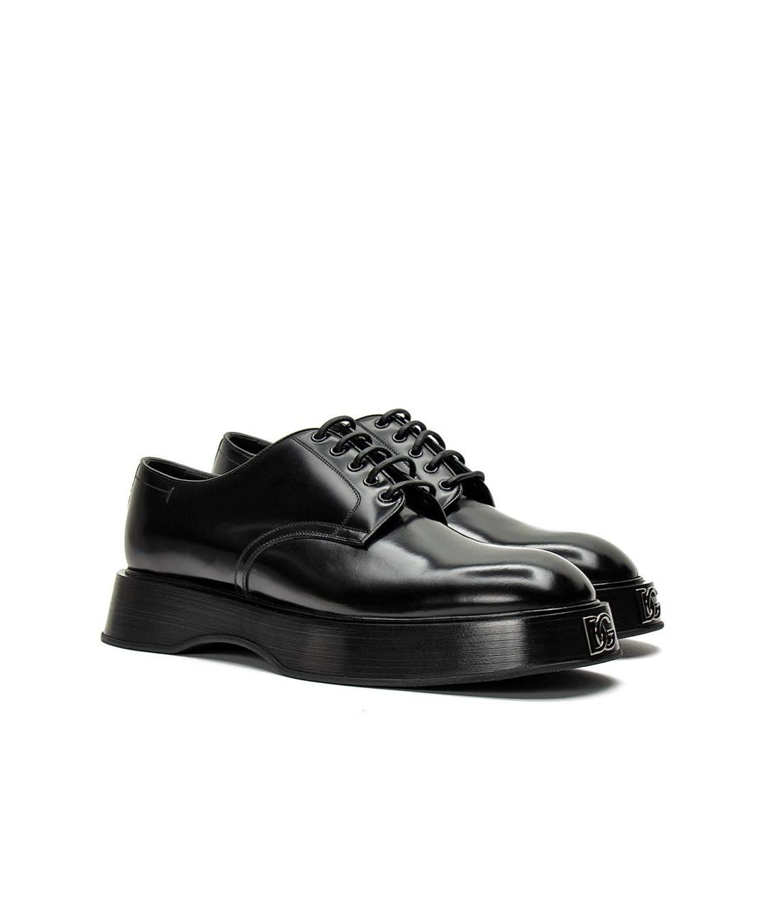 DOLCE&GABBANA Черные кожаные туфли, фото 3