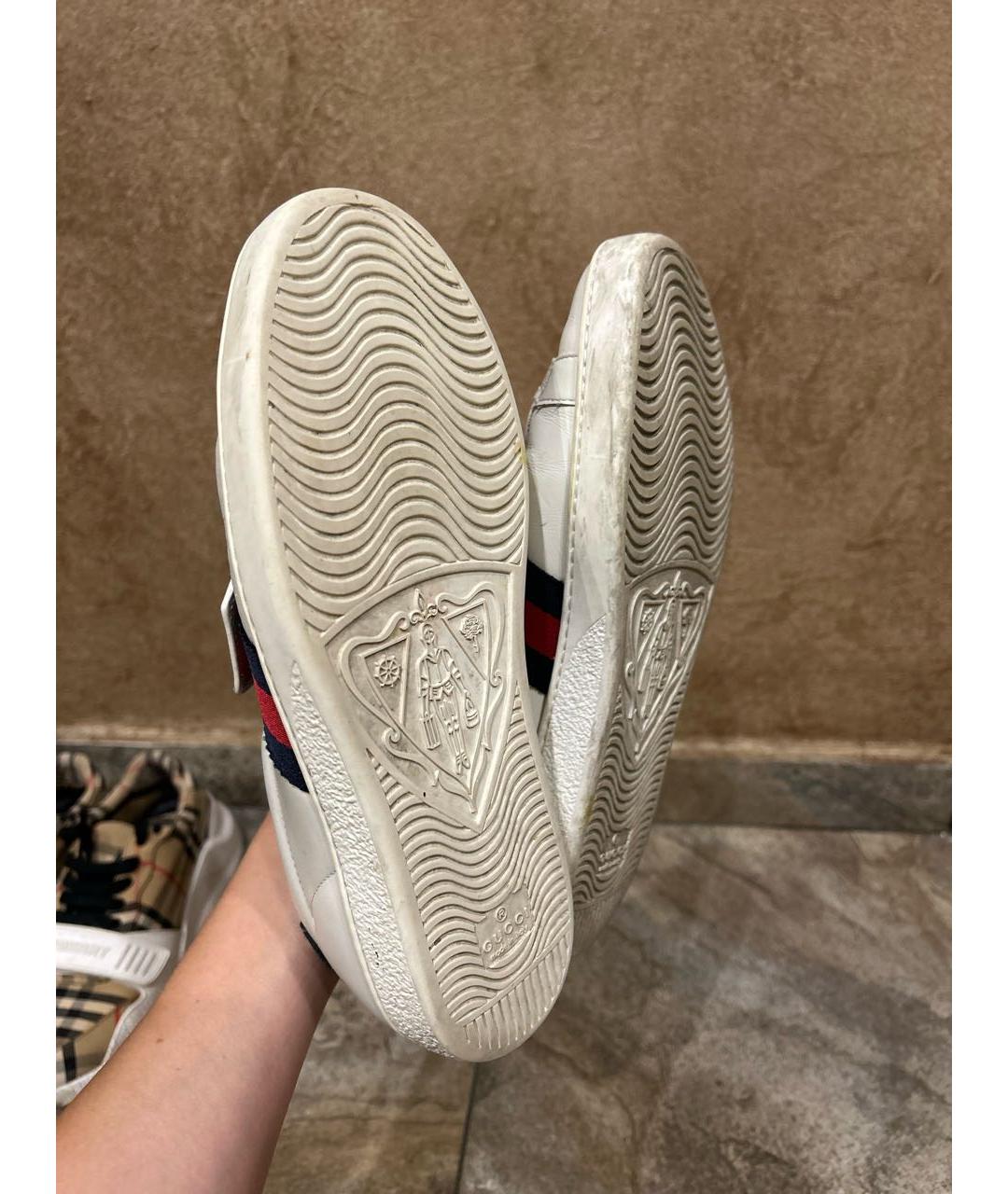 GUCCI Белые кожаные кеды, фото 7