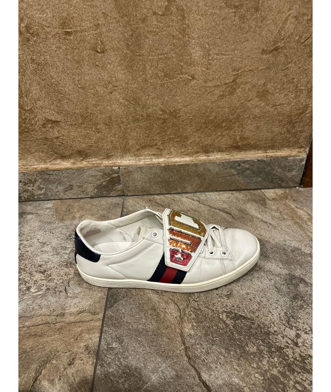 GUCCI Белые кожаные кеды, фото 3