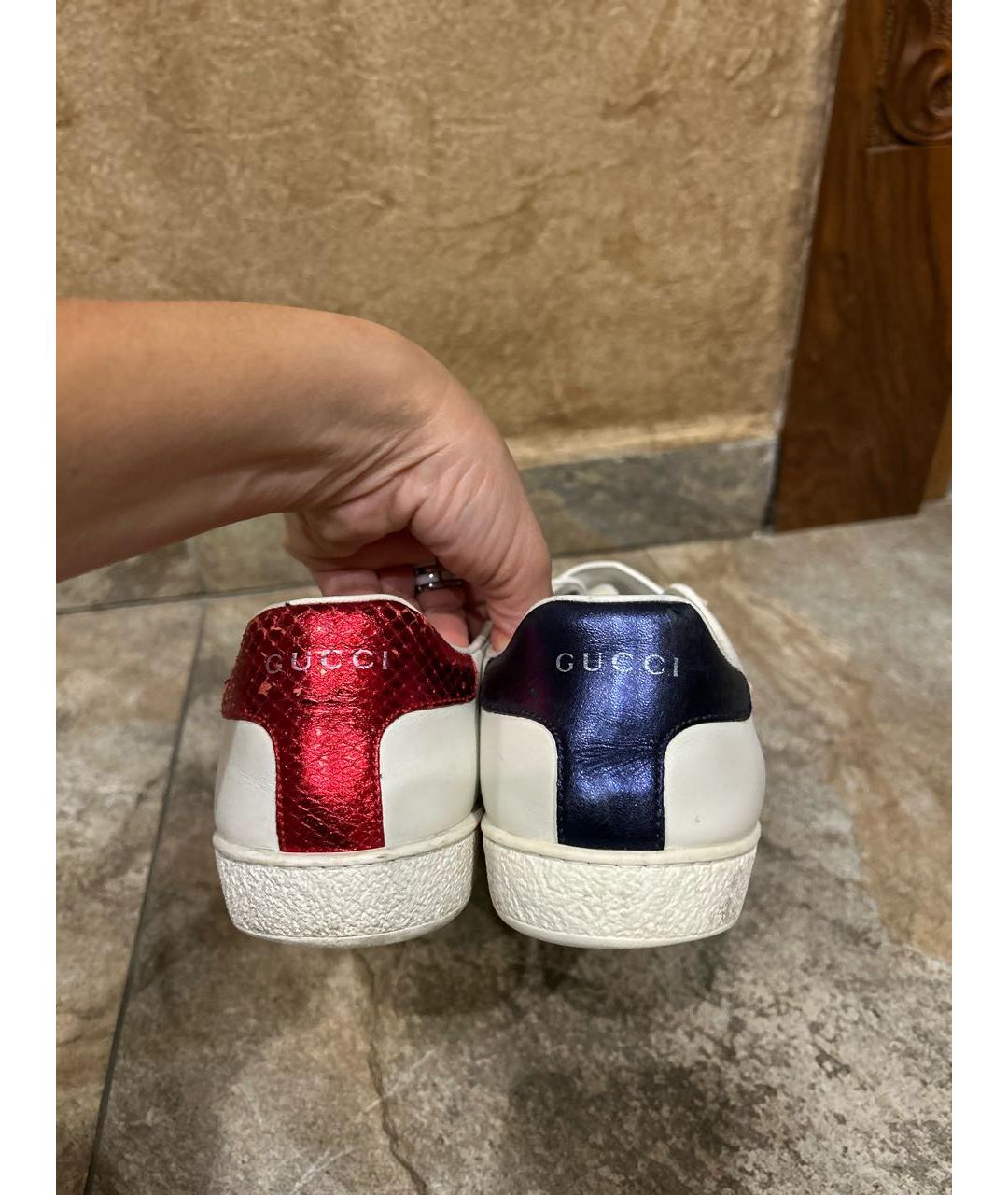 GUCCI Белые кожаные кеды, фото 5