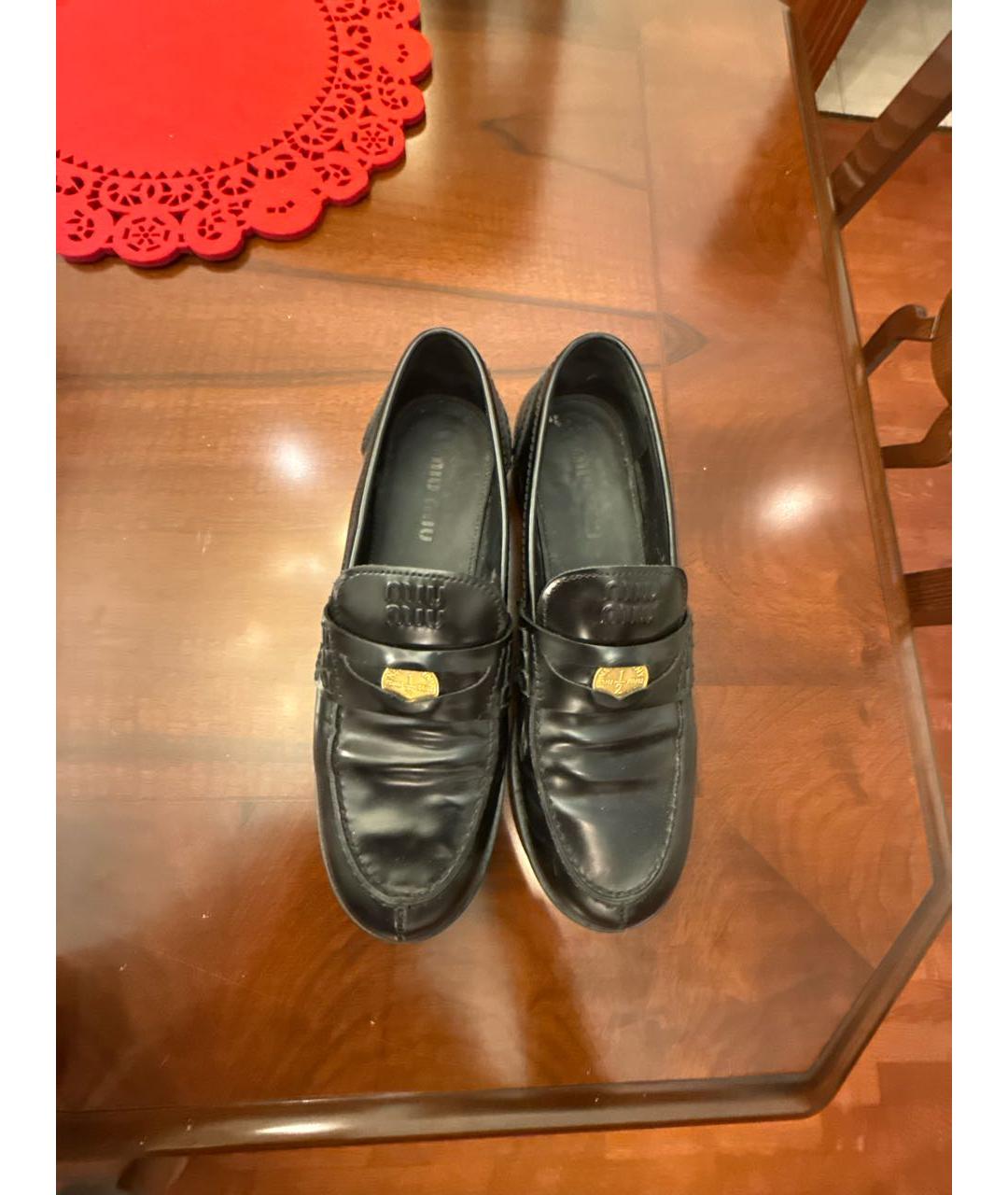 MIU MIU Черные кожаные лоферы, фото 2