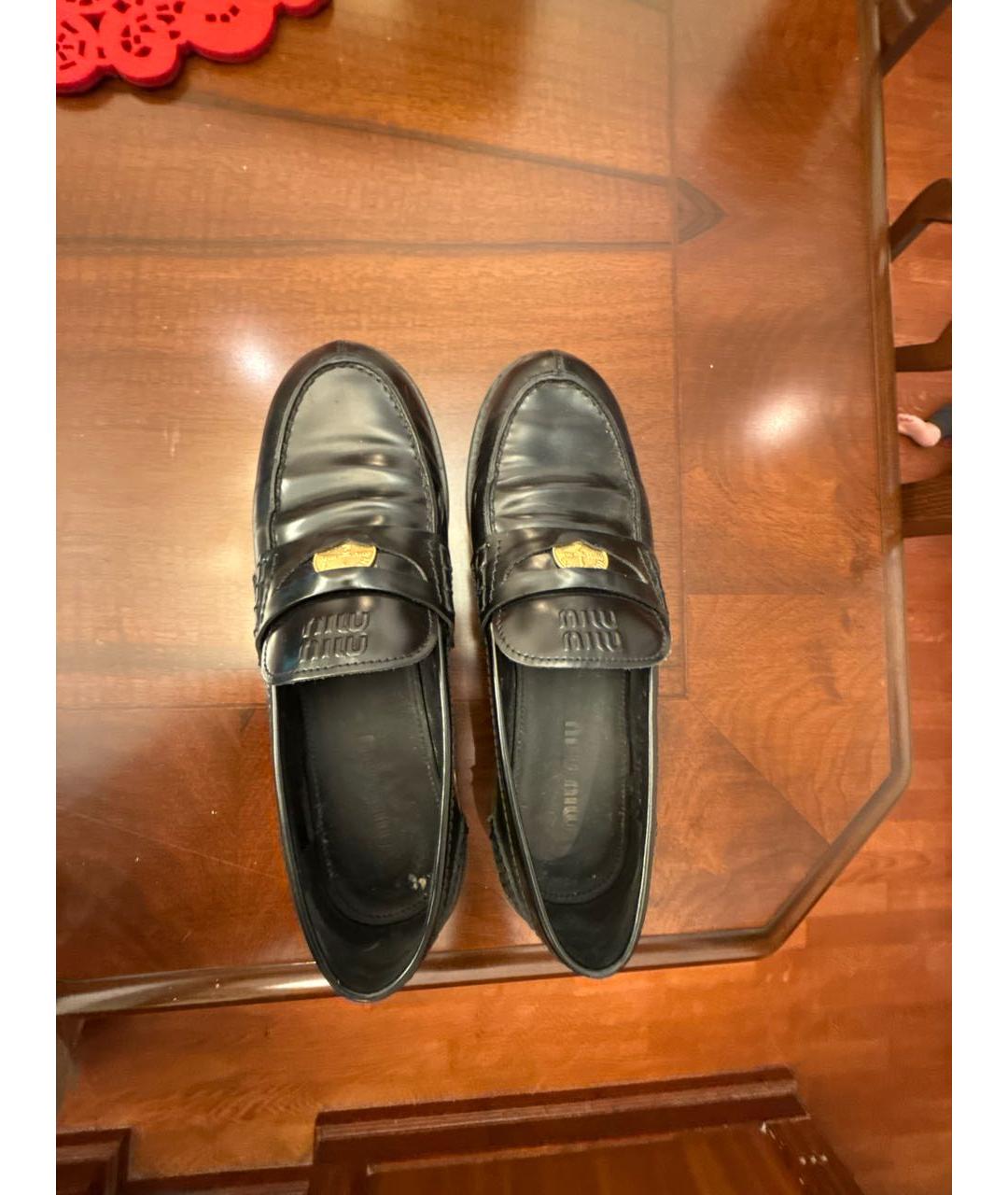 MIU MIU Черные кожаные лоферы, фото 3