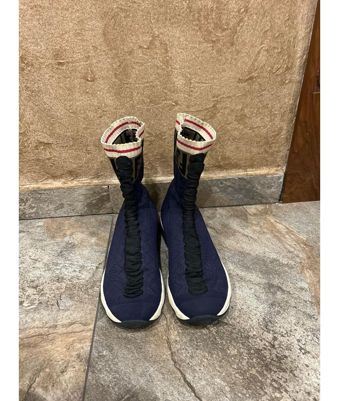 FENDI Темно-синие неопреновые кроссовки, фото 2