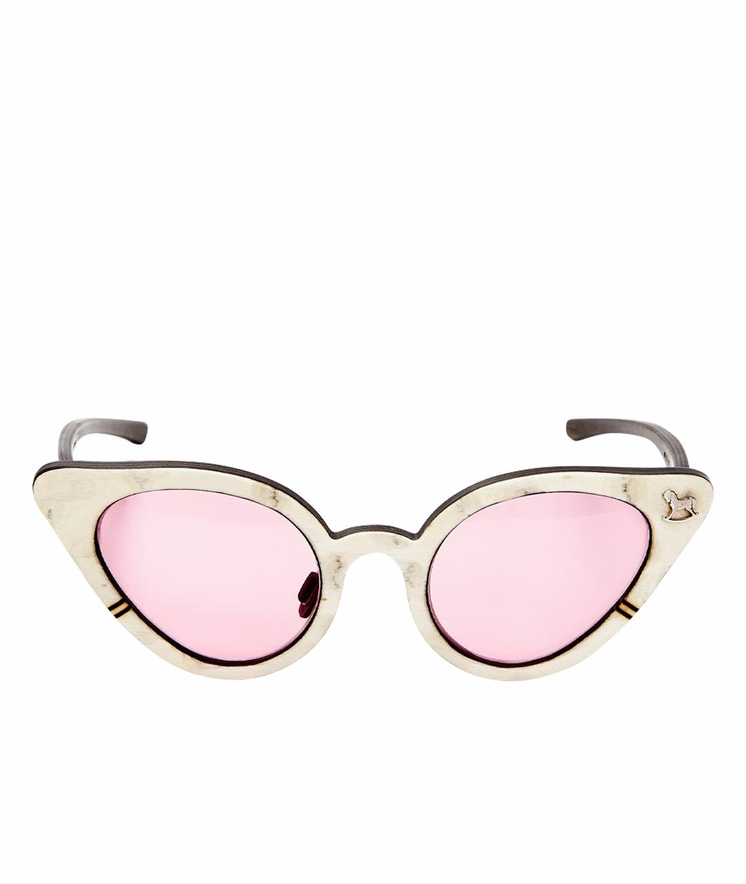 ULYANA SERGEENKO Бежевые деревянные солнцезащитные очки, фото 1