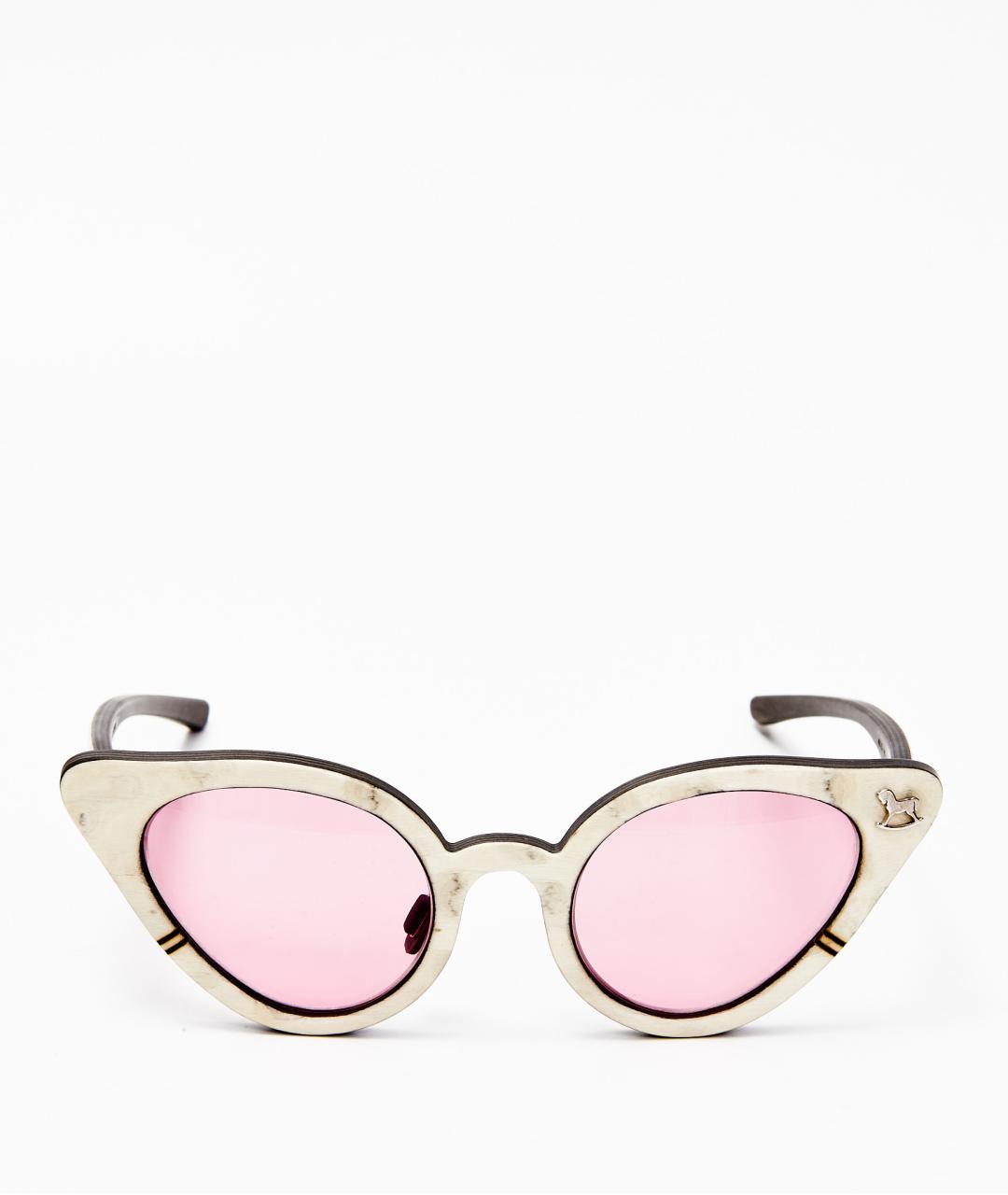 ULYANA SERGEENKO Бежевые деревянные солнцезащитные очки, фото 7