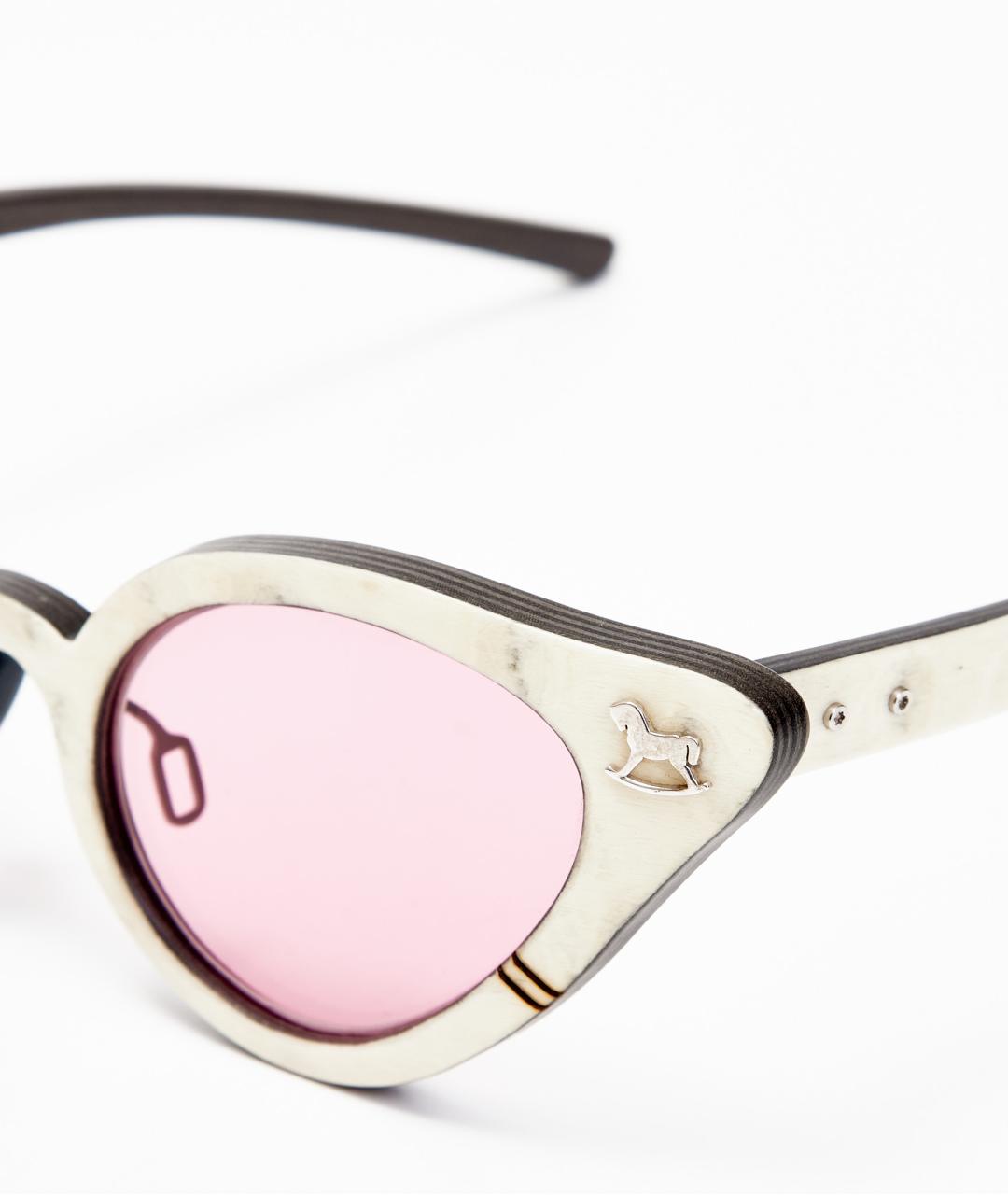 ULYANA SERGEENKO Бежевые деревянные солнцезащитные очки, фото 4