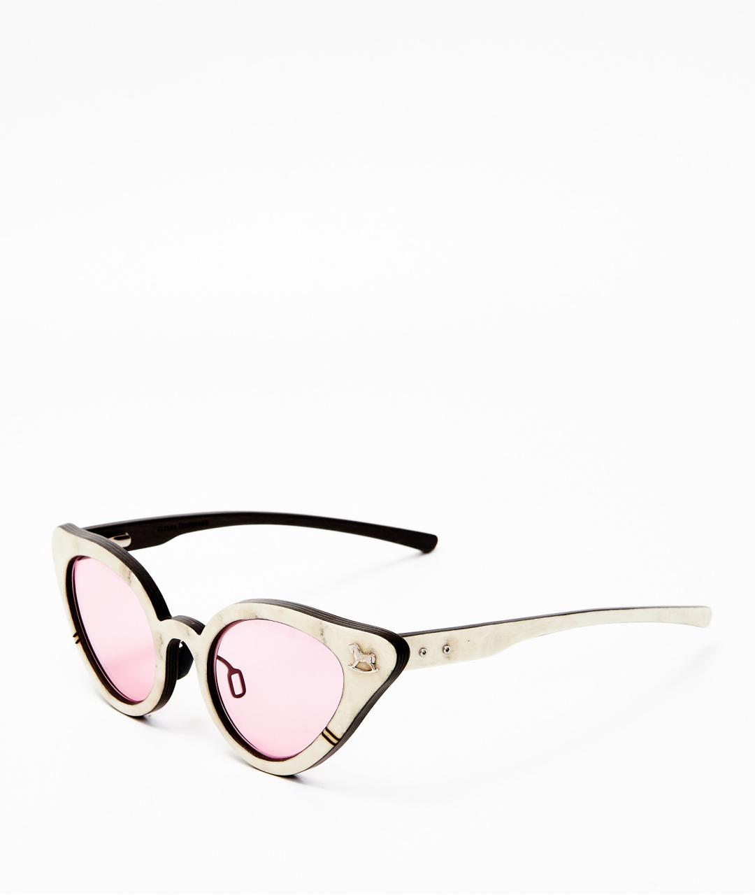 ULYANA SERGEENKO Бежевые деревянные солнцезащитные очки, фото 2