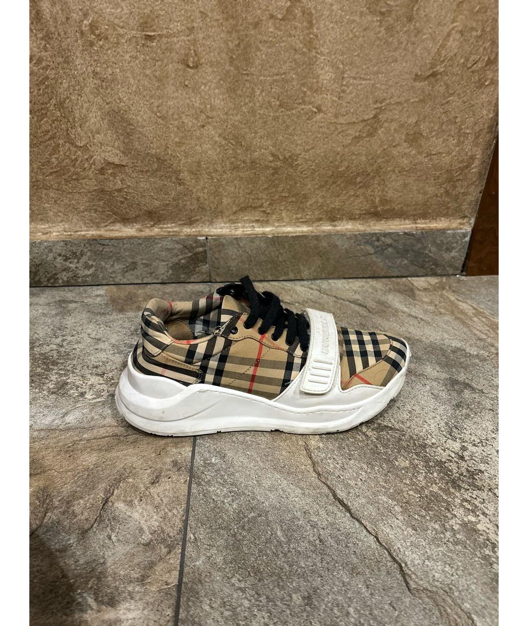 BURBERRY Коричневые текстильные кроссовки, фото 5