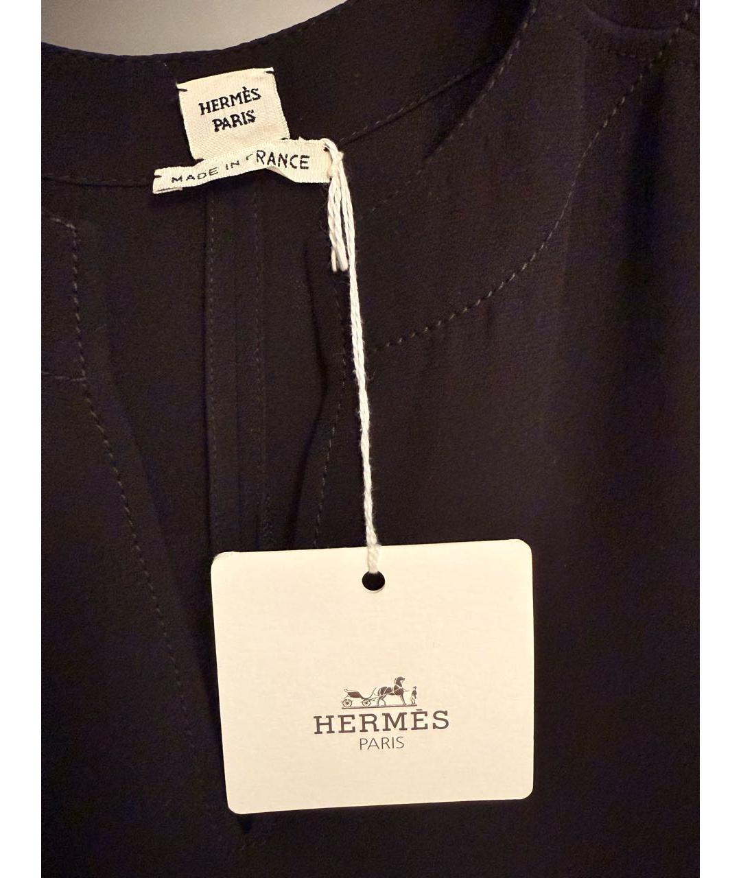 HERMES Черное шелковое повседневное платье, фото 3