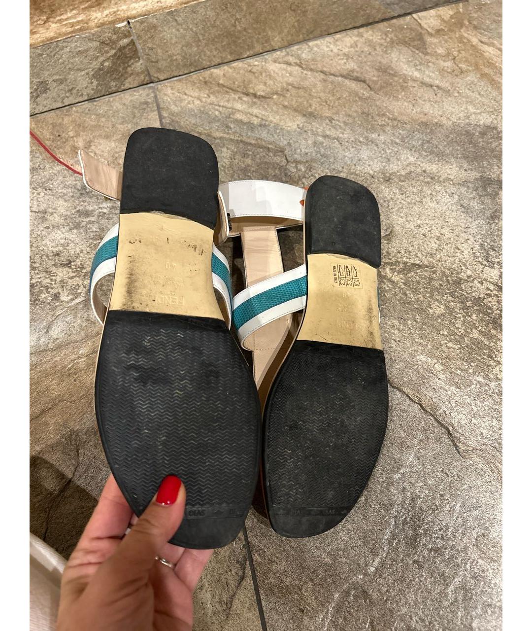 FENDI Мульти кожаные босоножки, фото 5