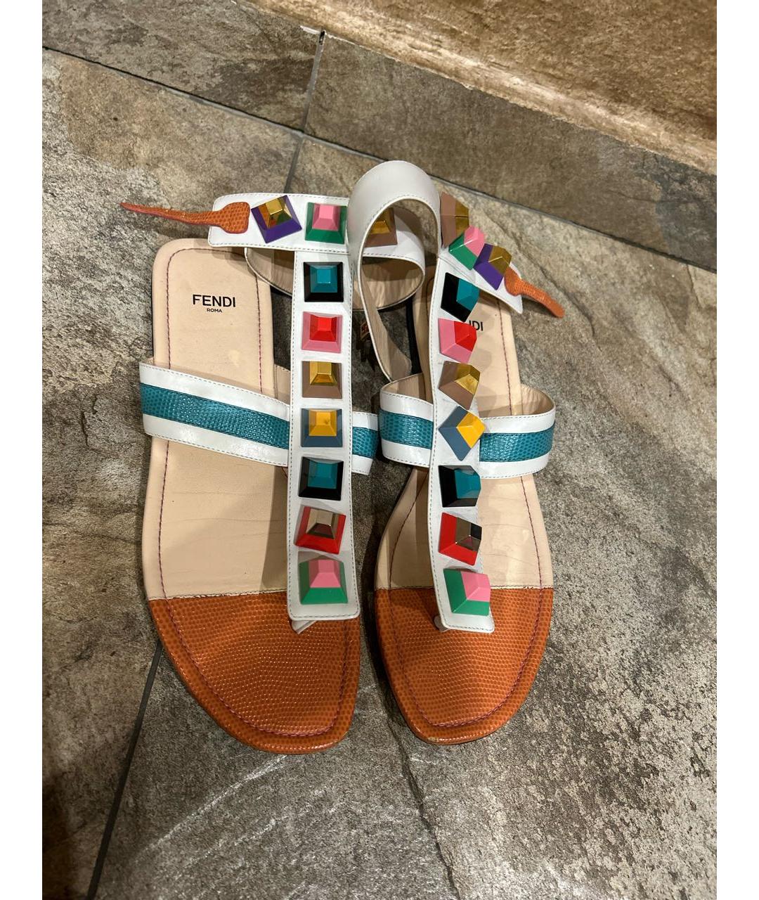 FENDI Мульти кожаные босоножки, фото 4