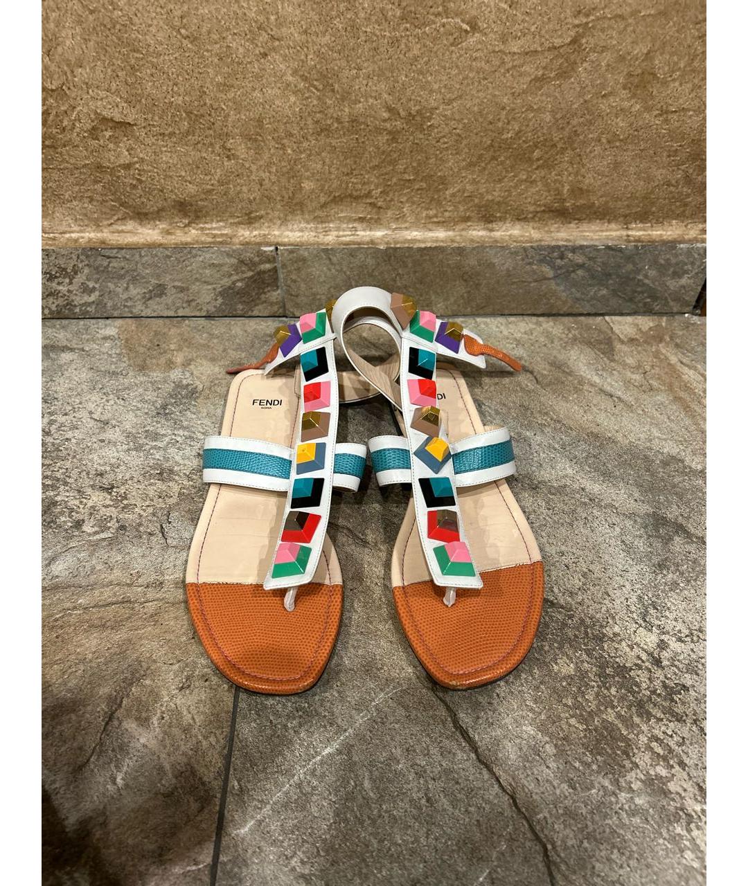 FENDI Мульти кожаные босоножки, фото 3