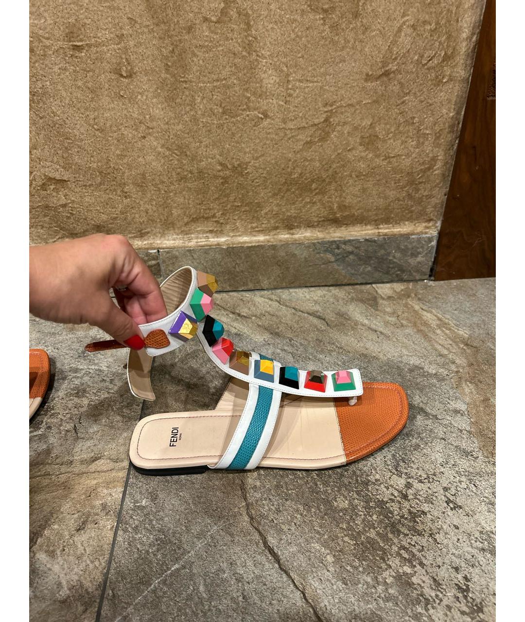 FENDI Мульти кожаные босоножки, фото 6