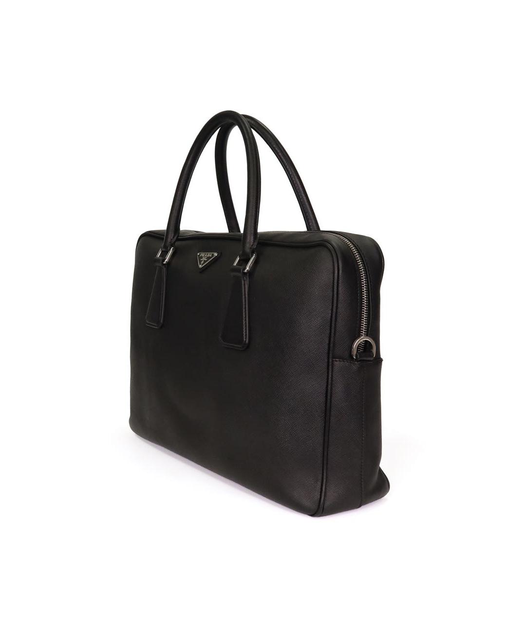 PRADA Черный кожаный портфель, фото 2