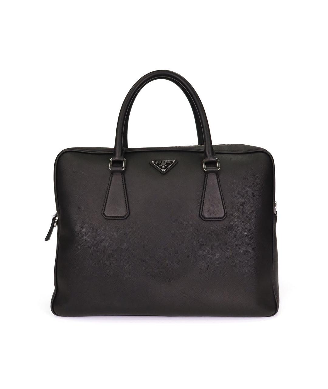 PRADA Черный кожаный портфель, фото 9