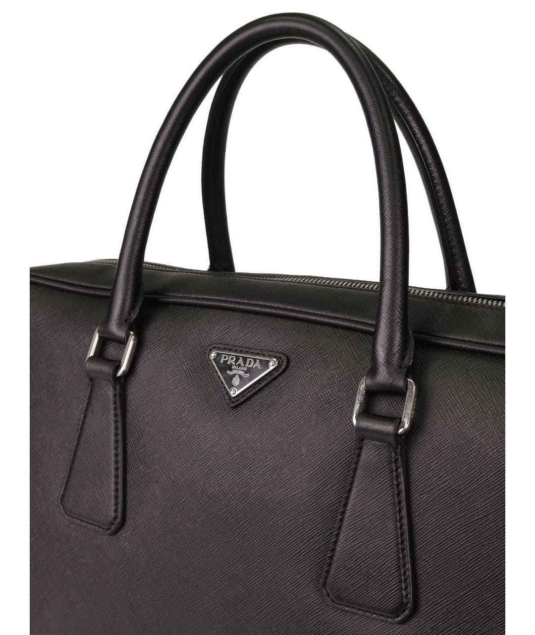 PRADA Черный кожаный портфель, фото 6