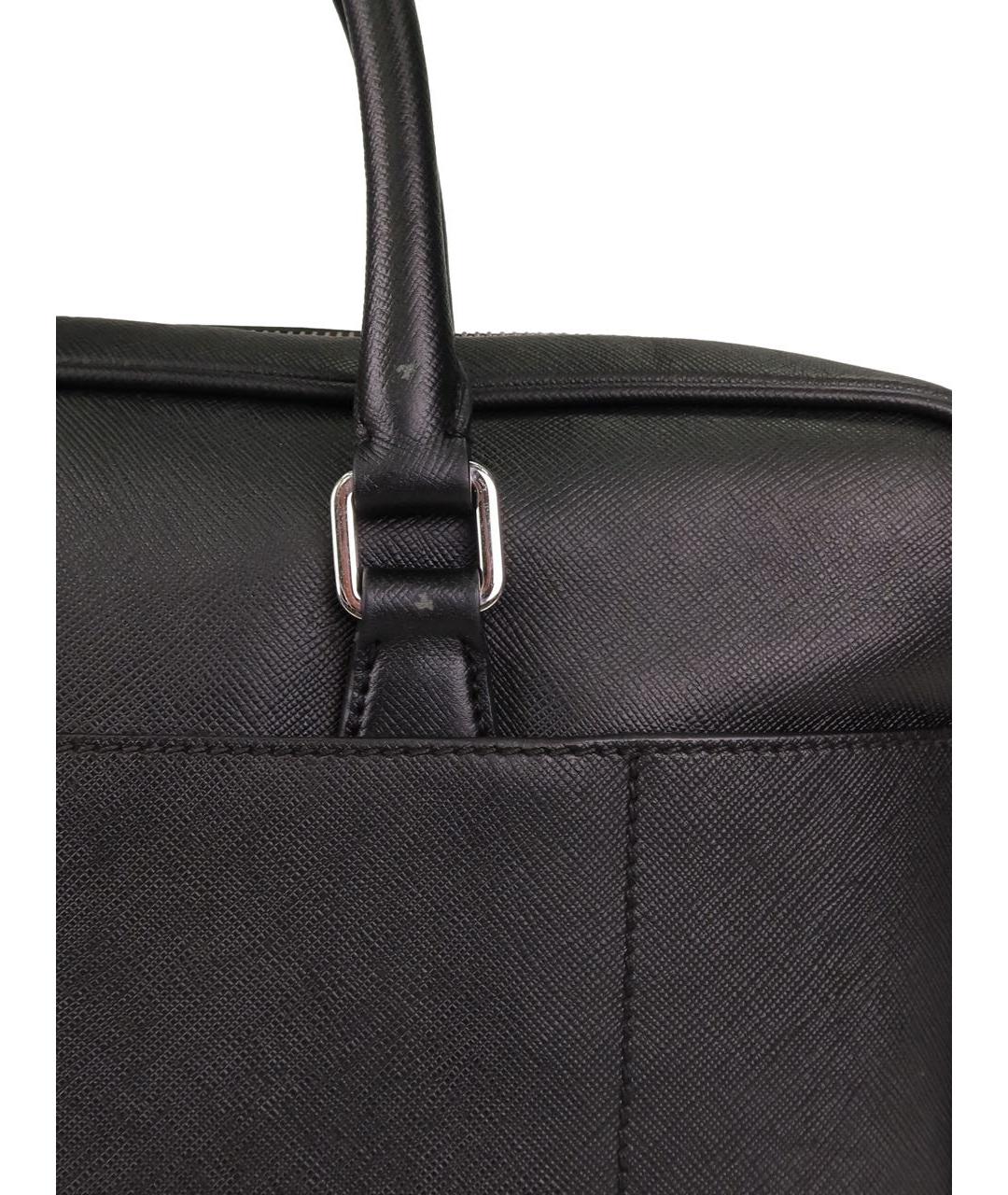 PRADA Черный кожаный портфель, фото 8