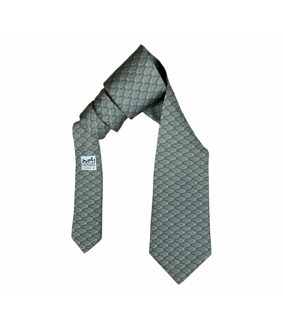 HERMES PRE-OWNED Зеленый шелковый галстук, фото 1