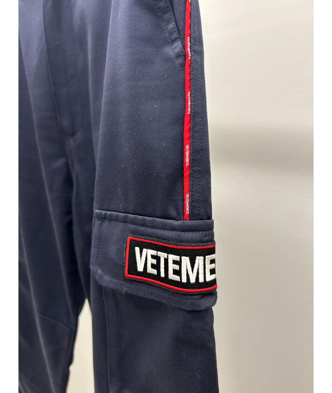 VETEMENTS Синие хлопковые прямые брюки, фото 5