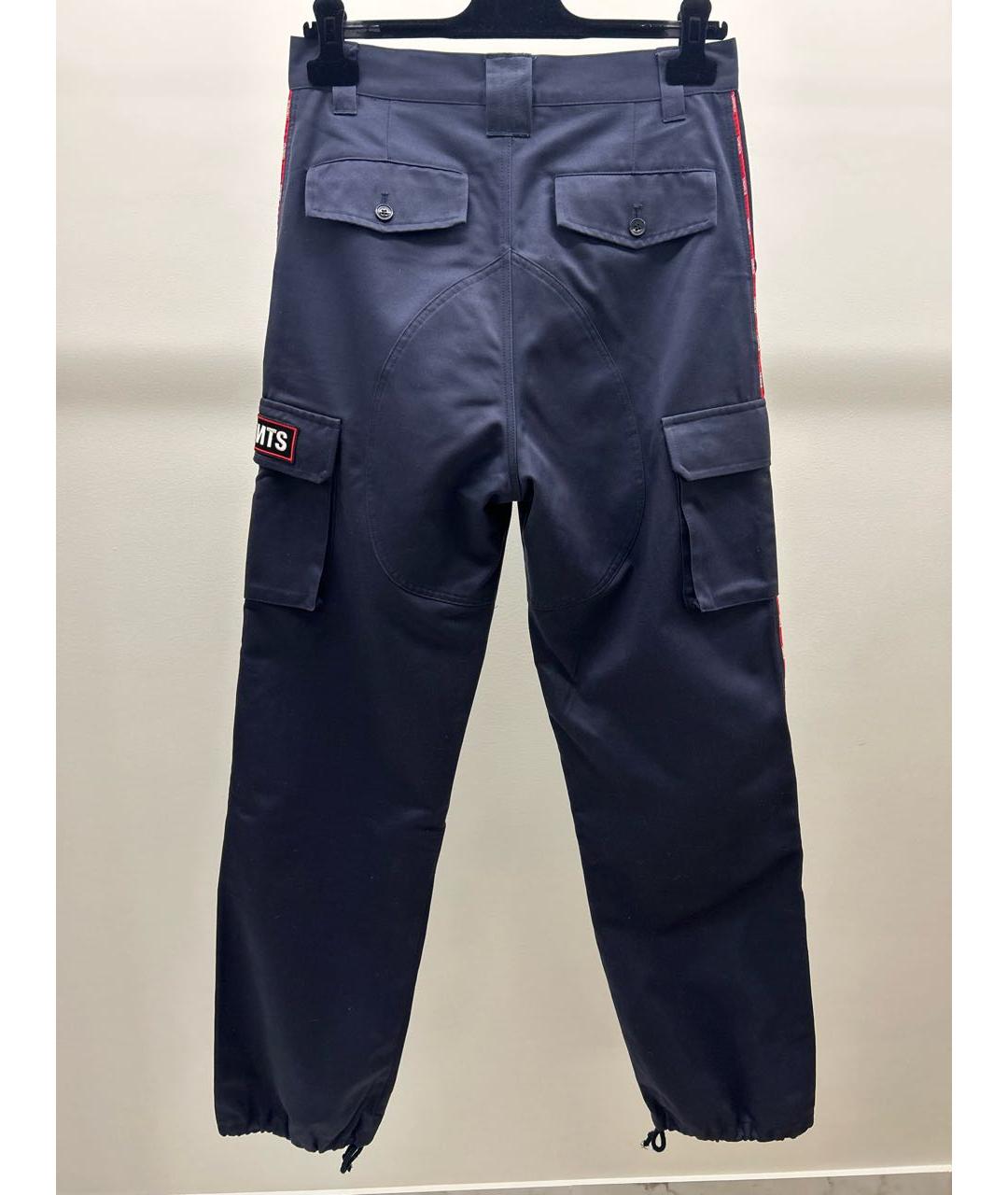 VETEMENTS Синие хлопковые прямые брюки, фото 2