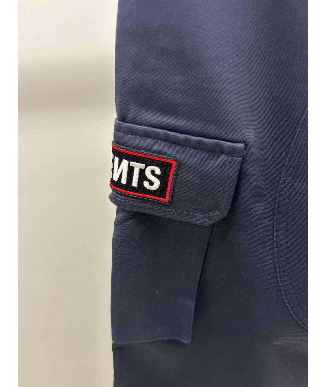 VETEMENTS Синие хлопковые прямые брюки, фото 6