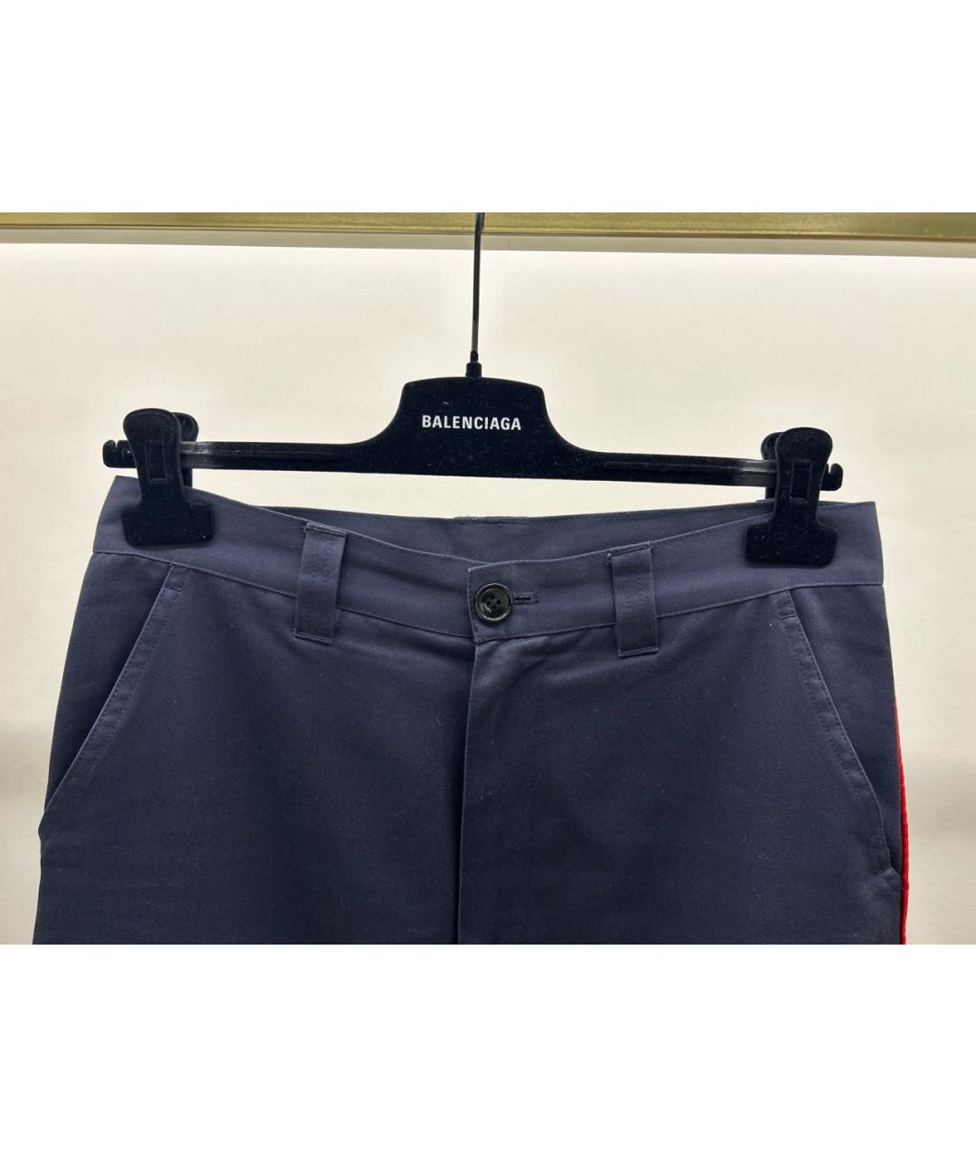 VETEMENTS Синие хлопковые прямые брюки, фото 3