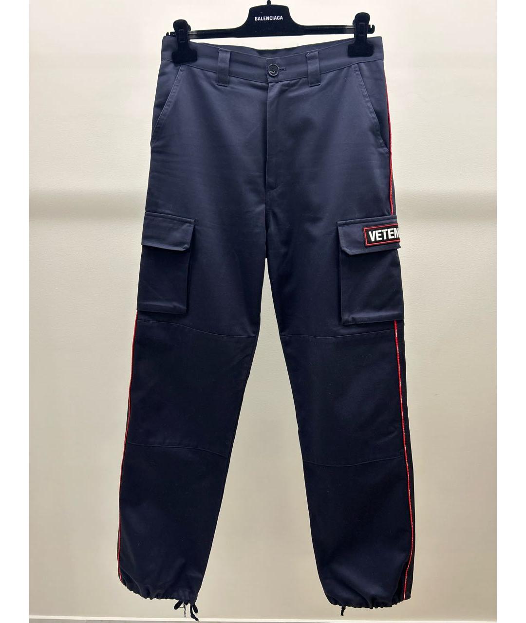 VETEMENTS Синие хлопковые прямые брюки, фото 9