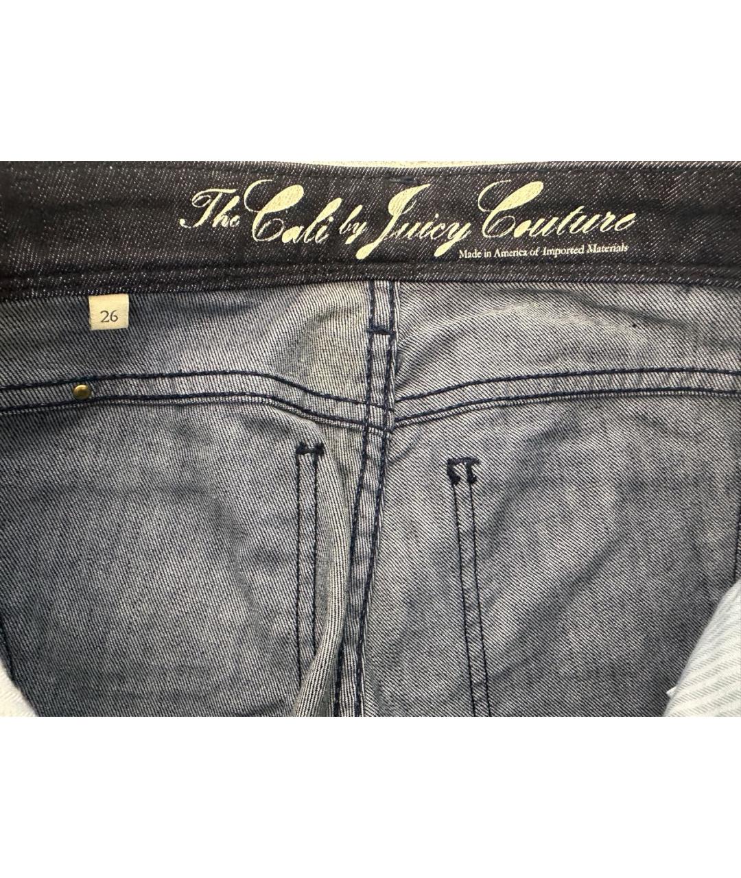 JUICY COUTURE Темно-синие хлопко-эластановые джинсы клеш, фото 3