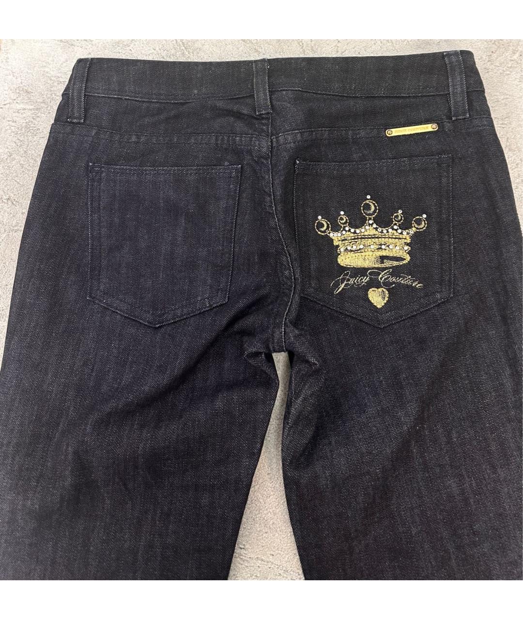 JUICY COUTURE Темно-синие хлопко-эластановые джинсы клеш, фото 5