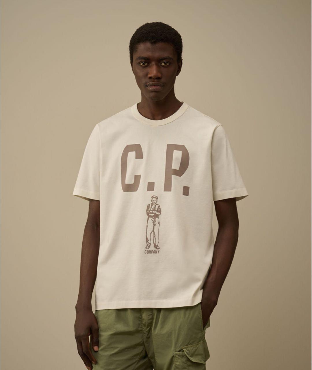 CP COMPANY Бежевая хлопковая футболка, фото 5
