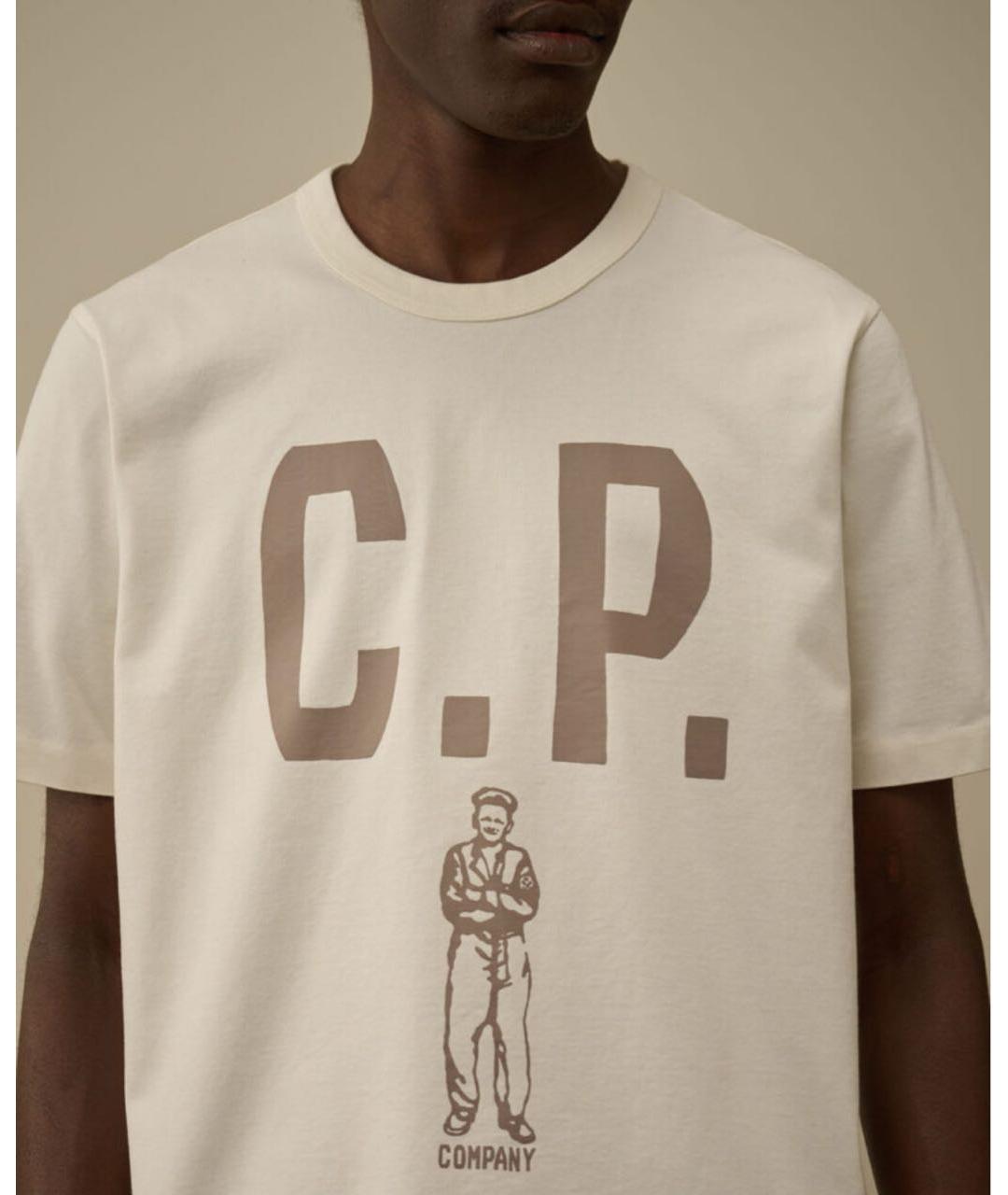 CP COMPANY Бежевая хлопковая футболка, фото 3