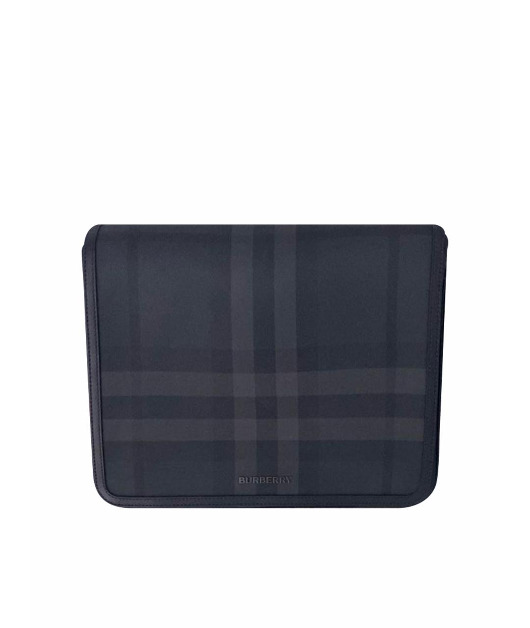 BURBERRY Антрацитовый кожаный портфель, фото 1