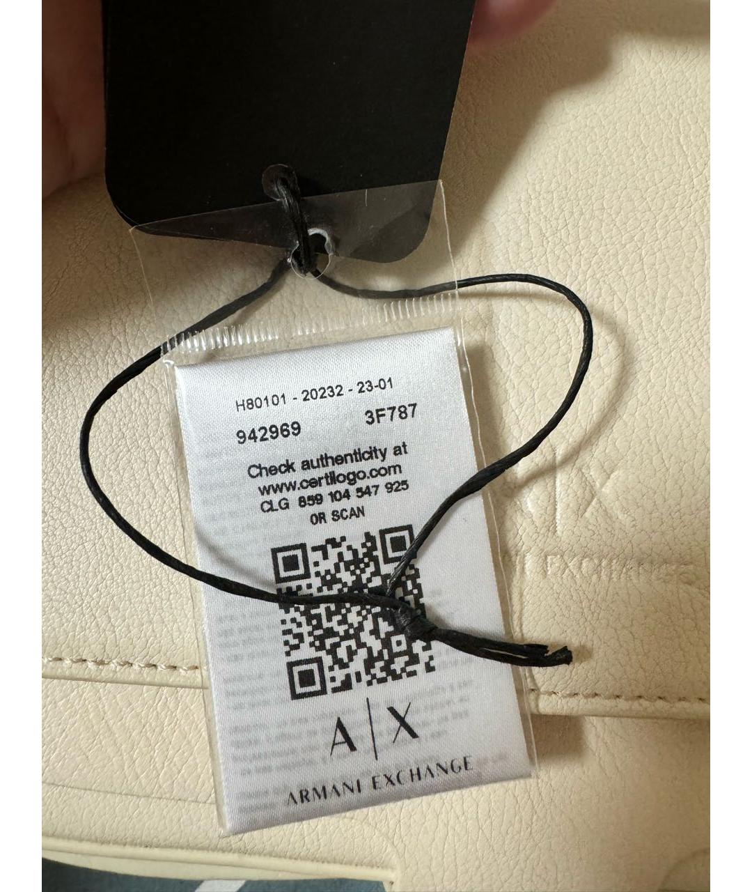 ARMANI EXCHANGE Бежевая сумка с короткими ручками из искусственной кожи, фото 6