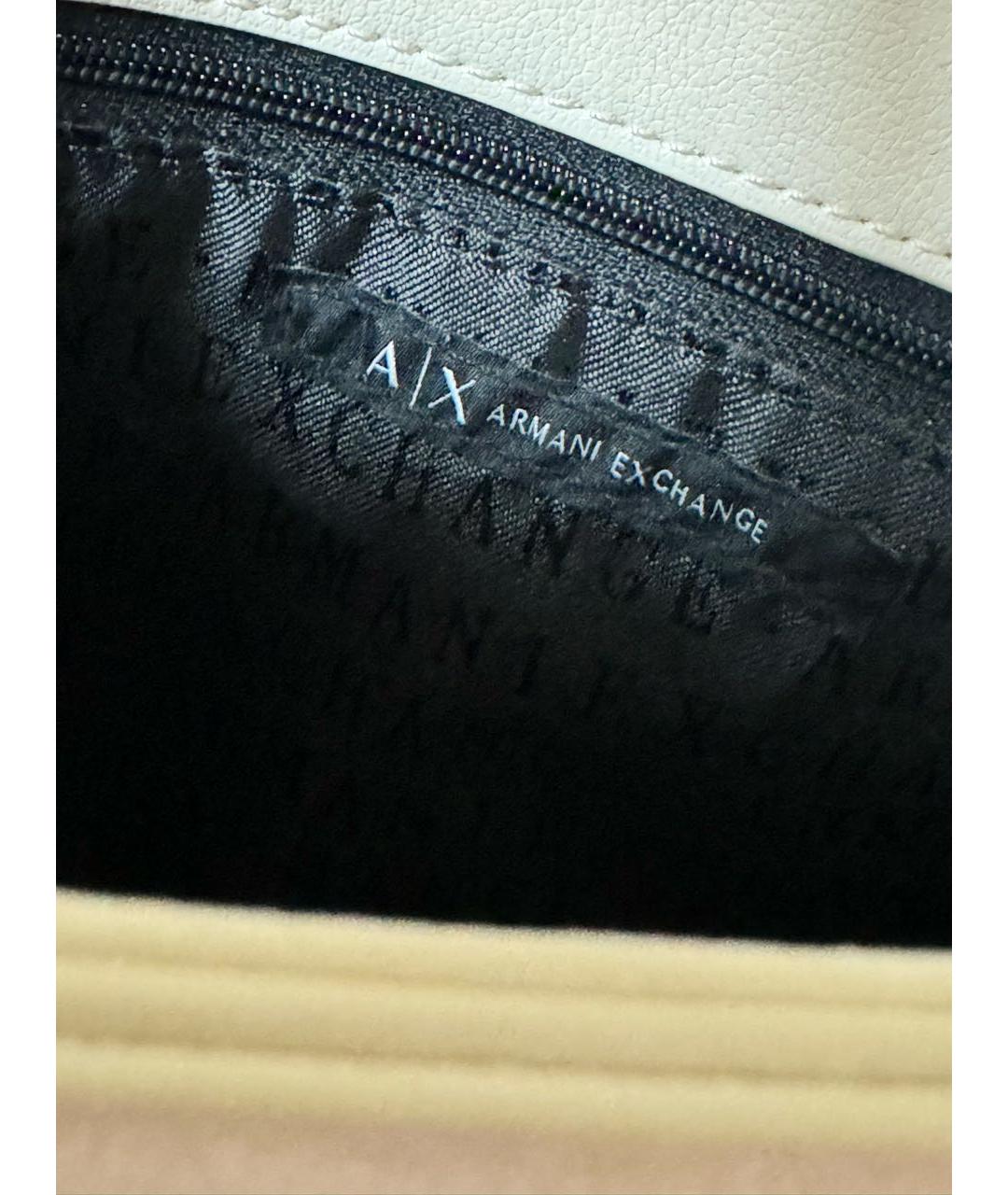 ARMANI EXCHANGE Бежевая сумка с короткими ручками из искусственной кожи, фото 4